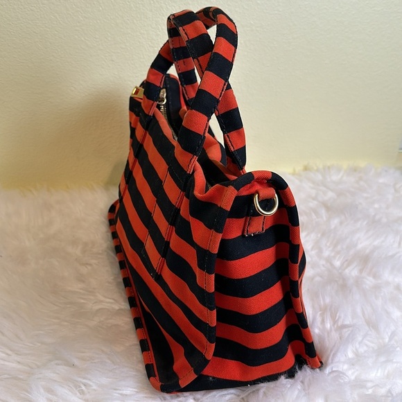 💯Authentic PRADA Canapa Striped Tote Arancio🍀 - Picture 6 of 15